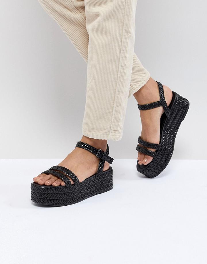 Pull & Bear Flatform Sandal In Black - Black