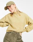 Monki Recycled High Neck Knitted Sweater In Green