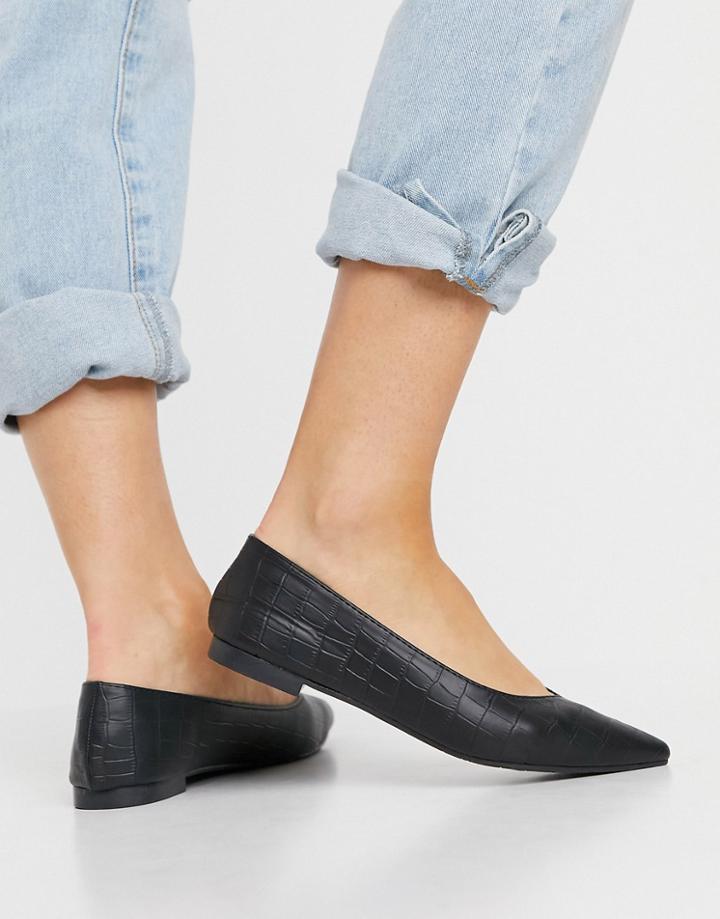 Truffle Collection Easy Ballet Flats With Pointed Toe In Black