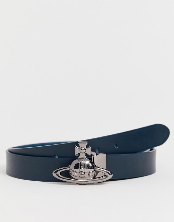 Vivienne Westwood Orb Buckle Belt In Blue - Blue