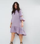 Asos Curve Tea Dress With Ruffle - Purple