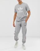Adidas Originals Sweatpants With Outline 3 Stripes In Gray - Gray