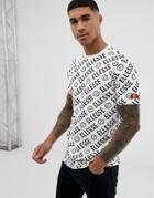 Ellesse Rodi T-shirt With All Over Logo Print In White - White