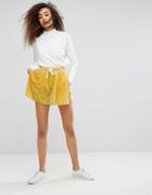 Weekday Brushed Velvet Shorts - Yellow