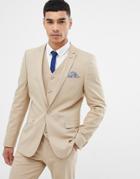 Asos Design Skinny Suit Jacket In Camel-beige
