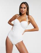 Ivory Rose Fuller Bust Balconette Swimsuit In White Dd - G