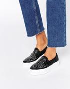 Asos Demi Studded Flatform Sneakers - Black
