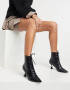 Asos Design Ricky Pointed Toe Lace Up Boot In Black