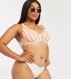 Peek & Beau Curve Exclusive Underwire Bikini Top In Coral Stripe-multi