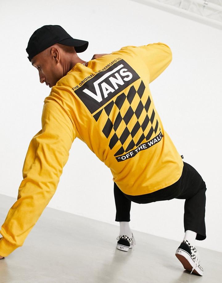 Vans Off The Wall Classic Slanted Check Long Sleeve T-shirt In Orange