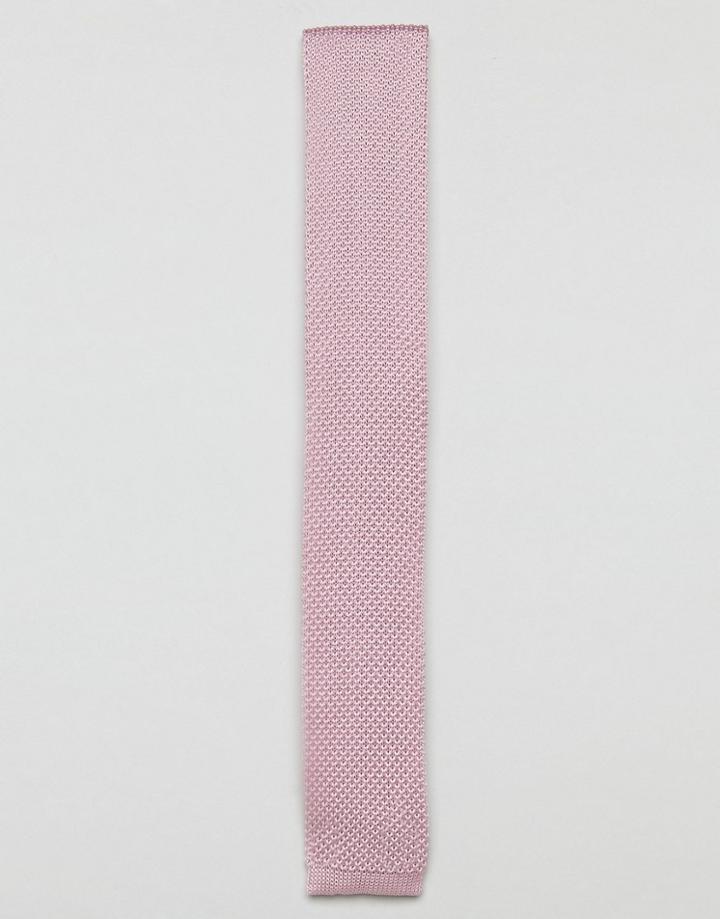 Moss London Wedding Knitted Tie - Pink