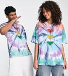 Collusion Unisex Oversized T-shirt With Love Heart Print In Tie Dye-multi