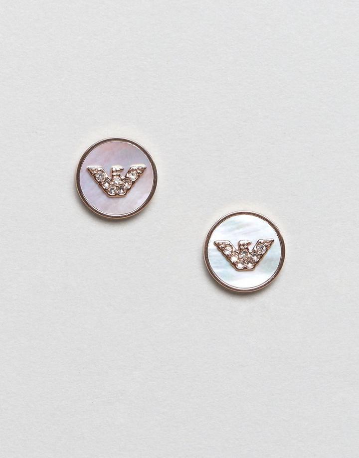 Emporio Armani Rose Gold L Logo Stud Earrings - Gold