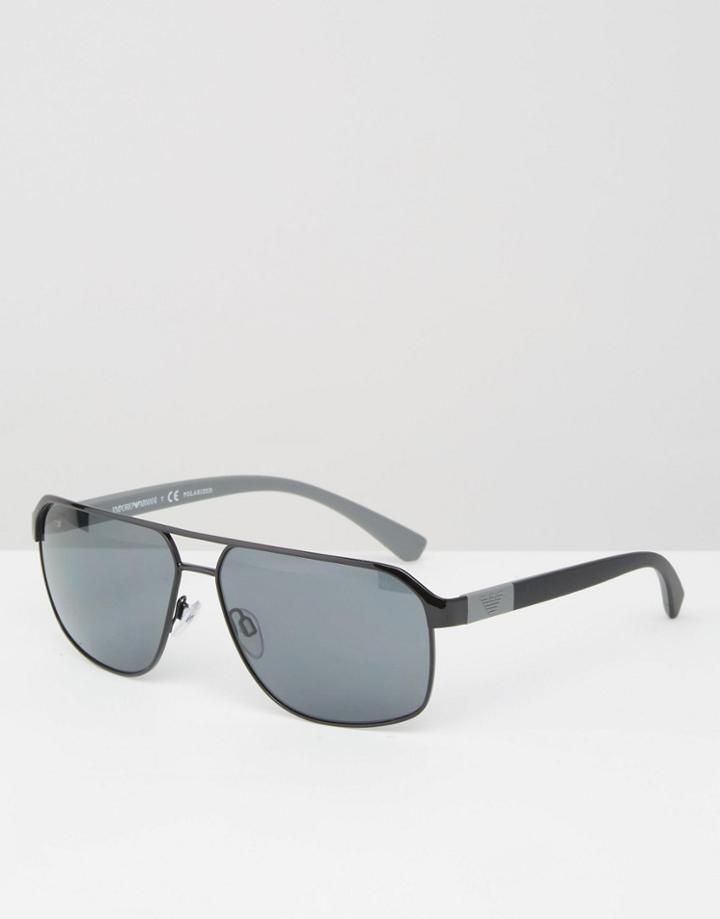 Emporio Armani Aviator Sunglasses With Side Detail - Black