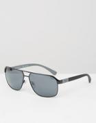 Emporio Armani Aviator Sunglasses With Side Detail - Black