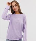 Daisy Street Long Sleeve T-shirt With City Embroidery - Purple