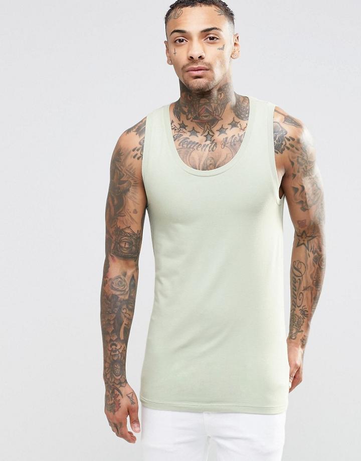 Asos Muscle Vest In Green - Green