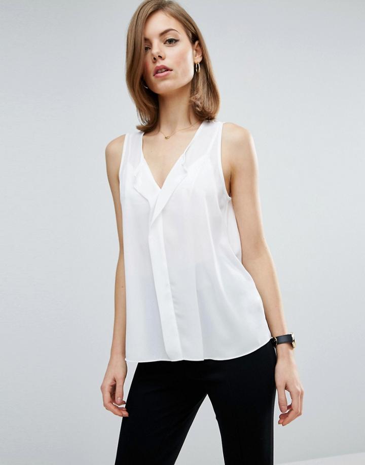 Asos Sleeveless Blouse With V Front - White