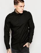 Asos Shirt In Twill With Long Sleeves - Black