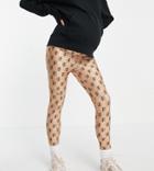 Flounce London Maternity Gym Leggings With Booty Sculpt In Logo Print-multi