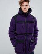 Asos Design Fleece Parka In Purple - Purple