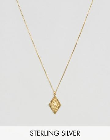 Carrie Elizabeth 14k Gold Vermeil Diamond Set Geo-tribal Pendant Necklace - Gold