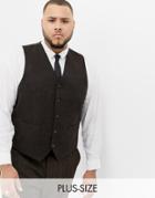 Gianni Feraud Plus Slim Fit Brown Donnegal Wool Blend Suit Vest