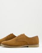 Topman Tan Faux Suede Spark Derby Shoes-brown