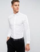 Asos Super Skinny Shirt With Stretch And Cutaway Collar With Double Cu