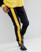Asos Skinny Joggers In Black With Yellow Stripe Detail - Black