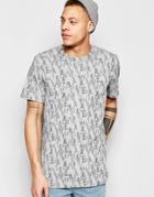 Waven T-shirt Lucas Crew Neck All Over Camo Logo Print - Gray