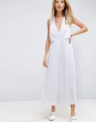 Asos Jumpsuit With Origami Detail And Culotte Leg - White