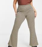 Asos Design Curve Jacquard Flare Pants In Wavy Stripe-multi