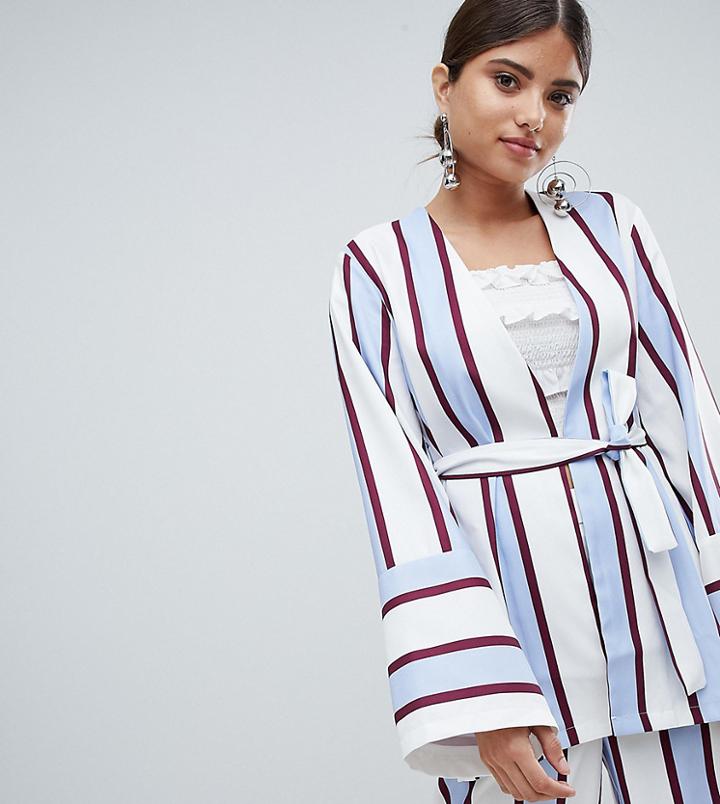 Missguided Striped Belted Blazer Jacket - Multi