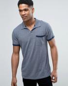Esprit Open Collar Polo Shirt With Tipped Pocket - Navy