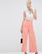 Asos High Waist Culottes With Double Detail - Soft Pink