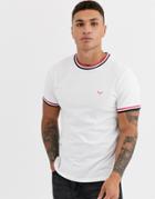 Threadbare Organic Cotton Ringer T-shirt In White With Neon