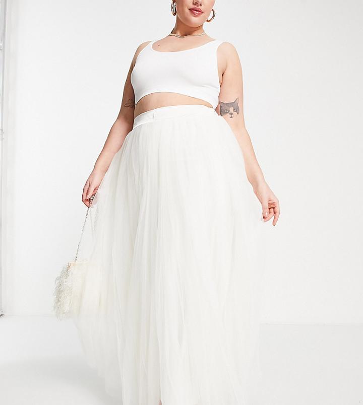 Lace & Beads Plus Bridal Full Maxi Skirt In Ivory - Part Of A Set-white