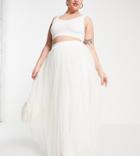 Lace & Beads Plus Bridal Full Maxi Skirt In Ivory - Part Of A Set-white