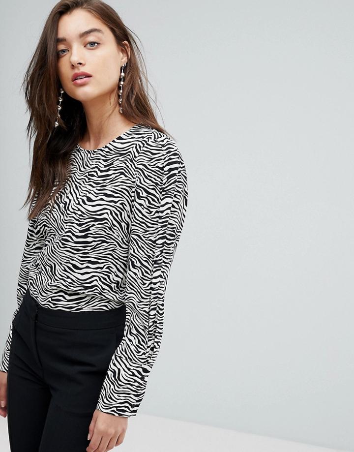 Warehouse Zebra Print Puff Sleeve Blouse - Multi