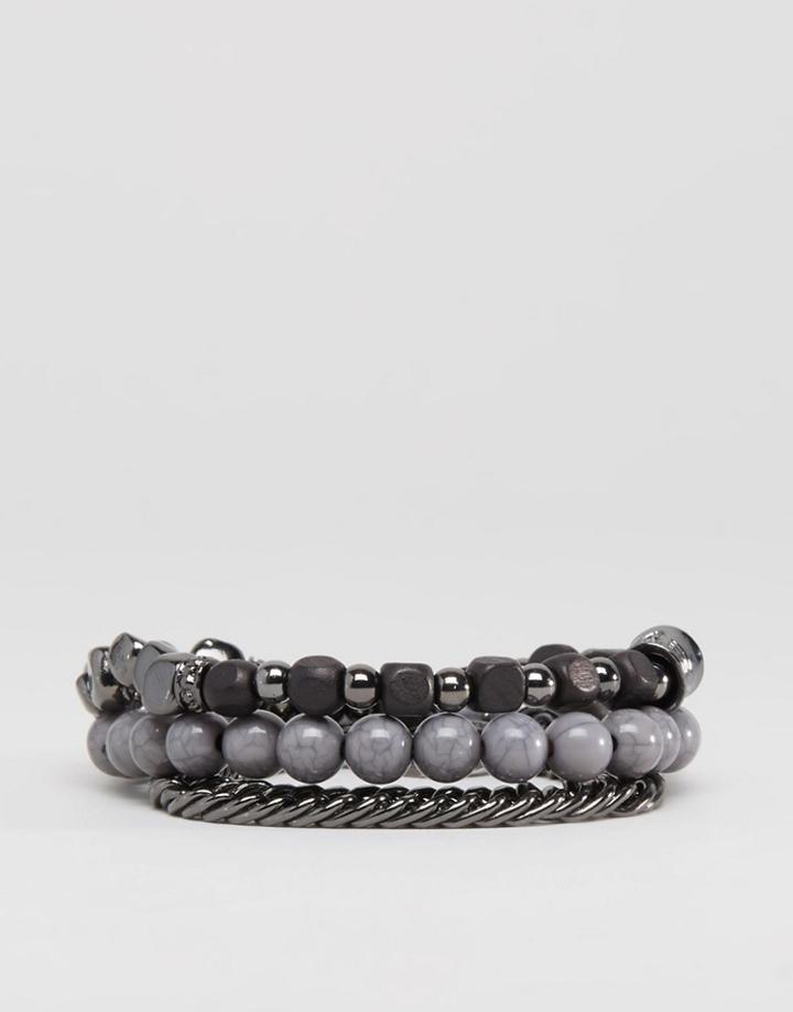 Icon Brand Beaded Bracelet Pack In Gray - Gray