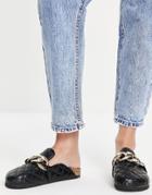 Truffle Collection Chain Quilted Clogs In Black