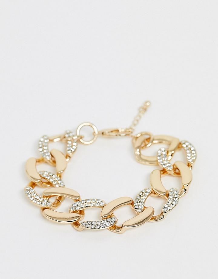 Asos Edition Chain Bracelet With Crystal Detail - Gold