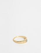 Asos Design Skinny Band Ring With Crystal In Gold