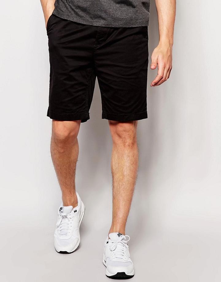Pull & Bear Chino Shorts In Black - Black