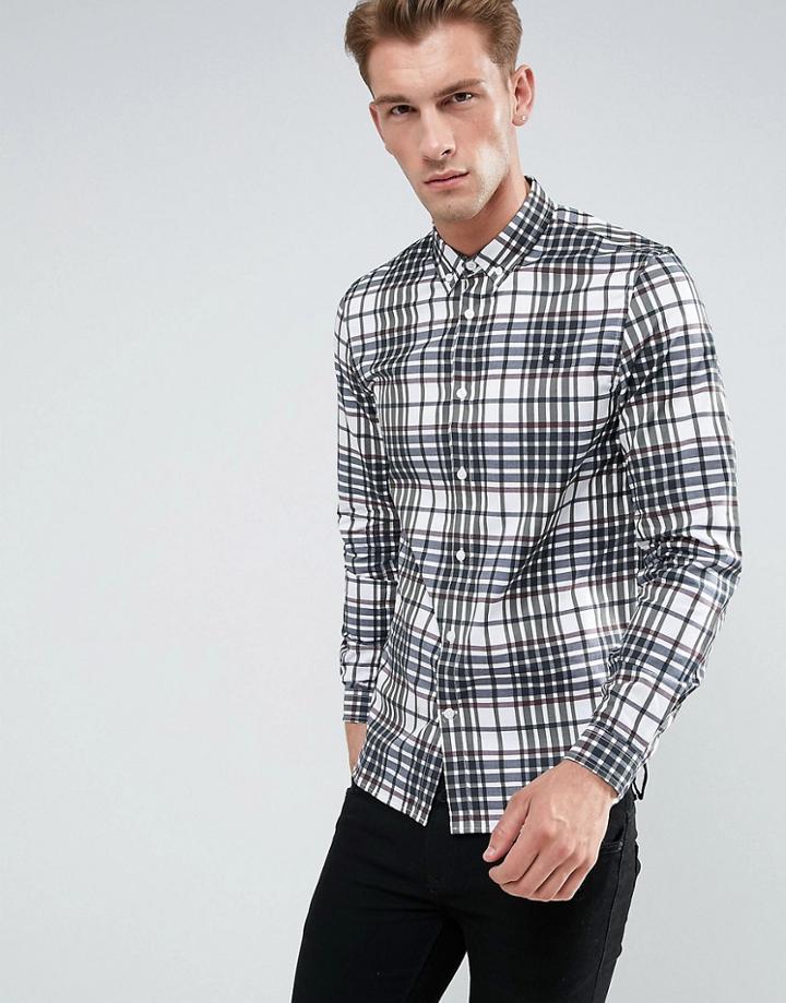 Fred Perry Twill Check Shirt In White - White