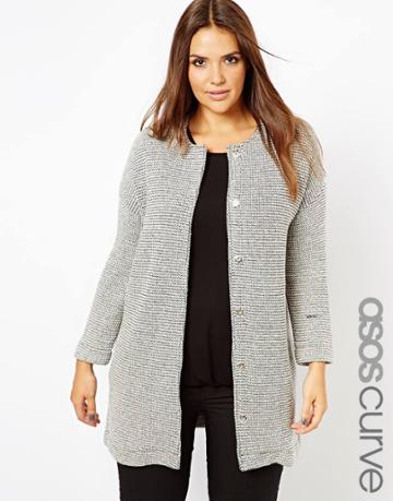 Asos Curve Jacket In Longline And Texture