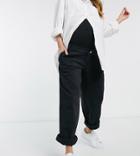 Asos Design Maternity Slouchy Chino Pants In Black With Over-the-bump Band