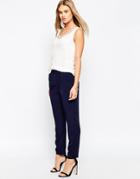 Asos Jogger With Elastic Waist Detail - Navy