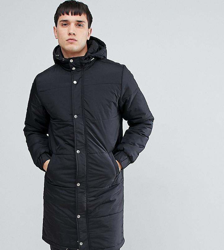 Another Influence Tall Longline Quilted Coat - Black